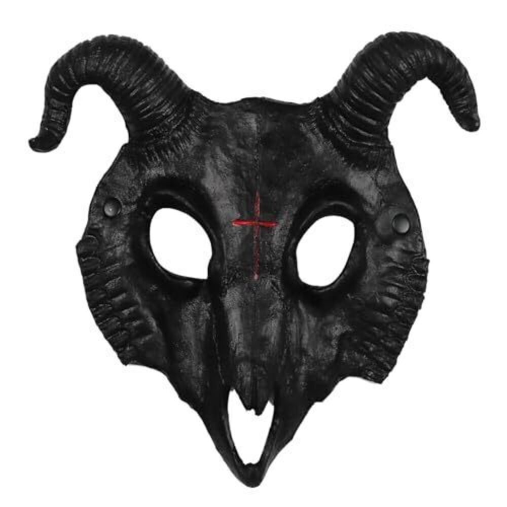 2563 Realistic Skull Goat Face Mask Black Scary Goat Head Masks Halloween
